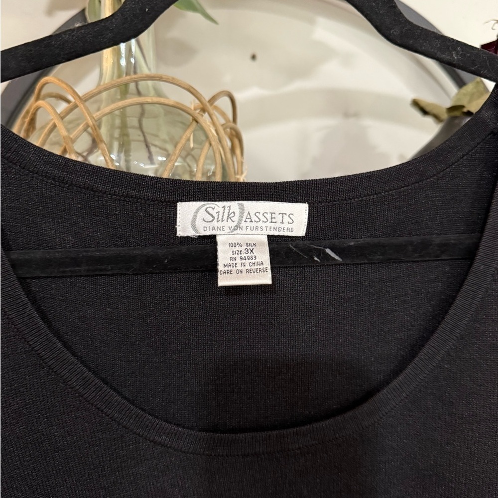 Diane Von Furstenberg Elegant Black Tank Top plus size 3x silk assets - Picture 4 of 8